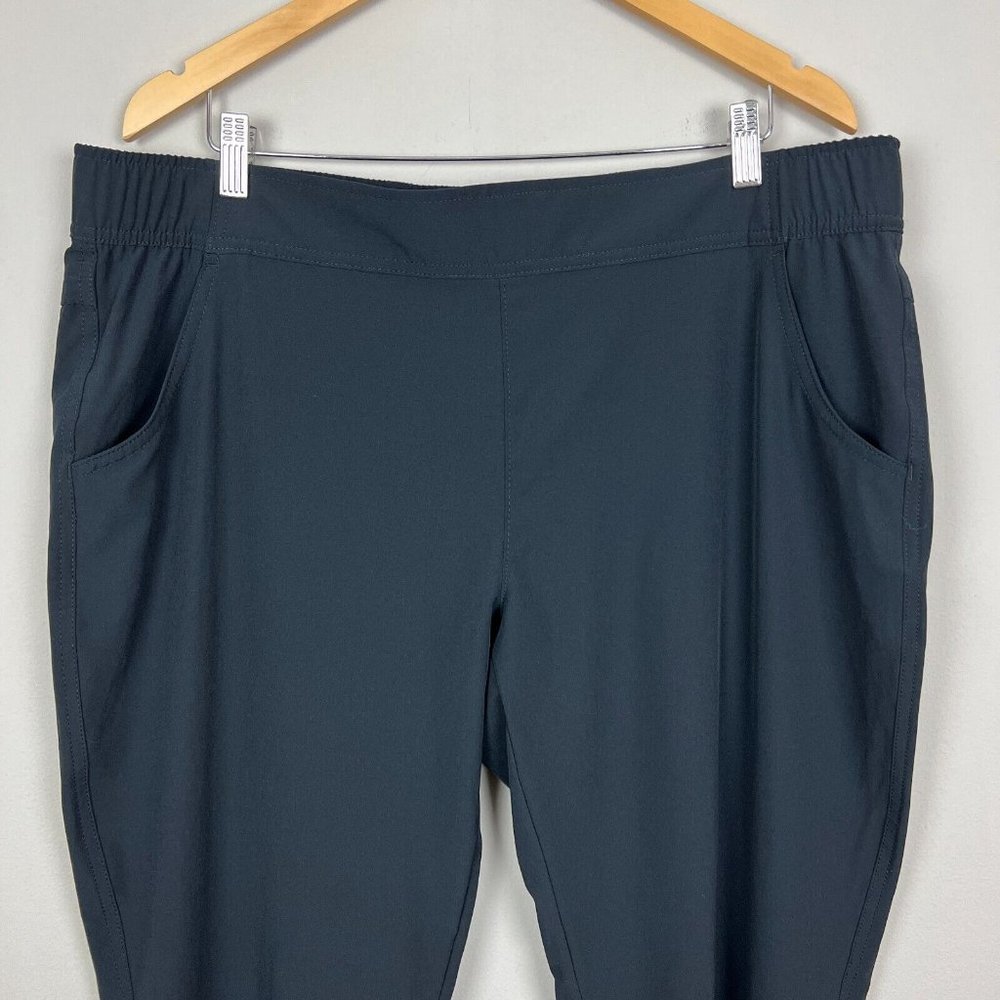 EDDIE BAUER Traveler Pants‎ Womens XL Black Pull On Elastic Waist Stretch Active - Picture 2 of 15